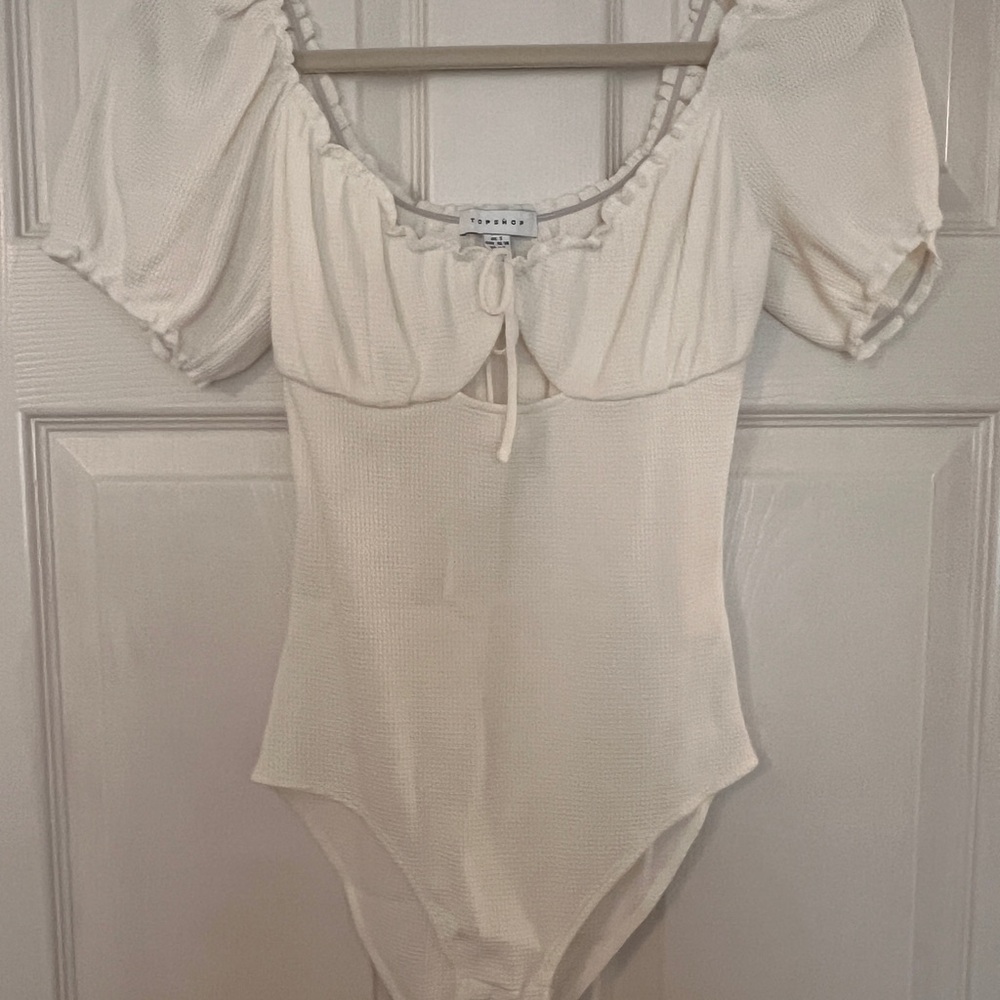 Topshop Cream Puff Sleeve Bodysuit